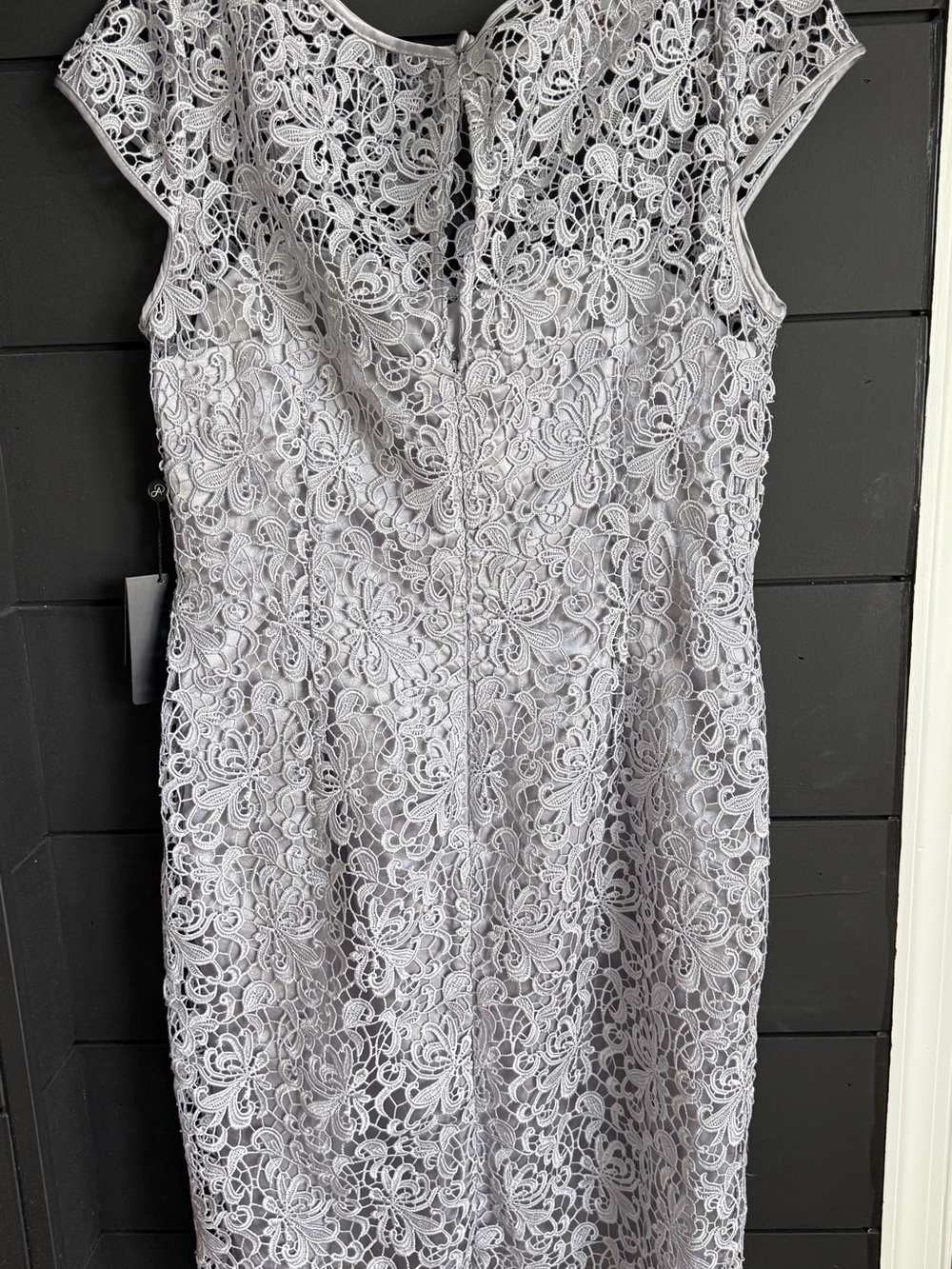 Adrianna Papell Silver Floral Lace Midi Dress - Picture 2 of 3
